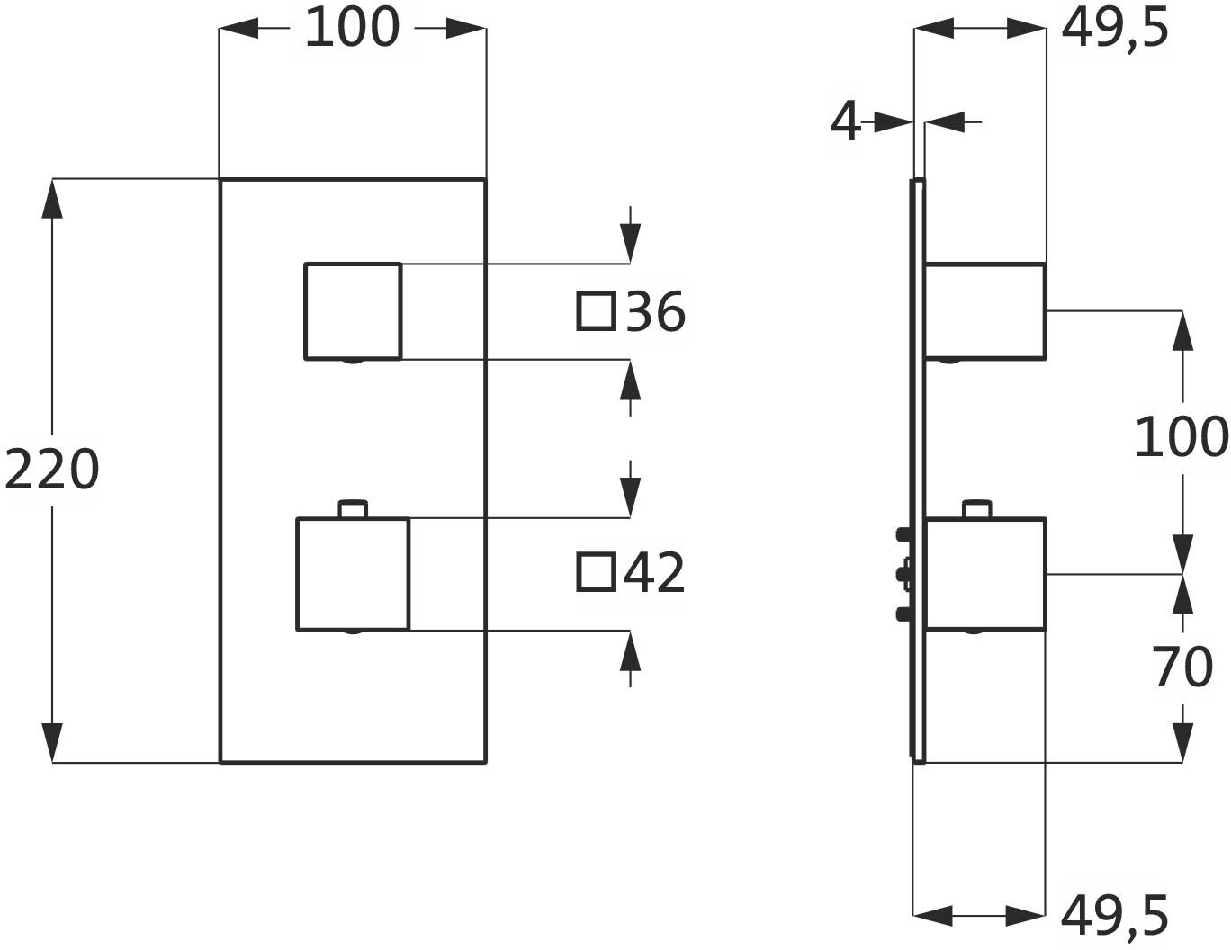 Herzbach LOGIC XL 1 Thermostat-Farbset 1 Blende und 2 Griffe