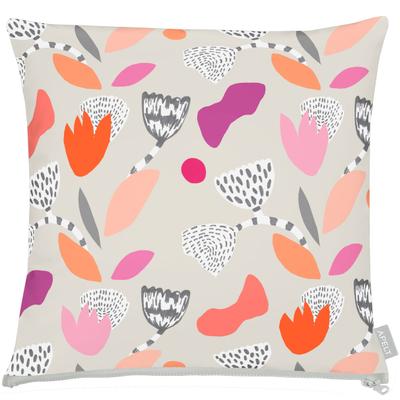 Dekokissen APELT "3807", grau (grau, orange, pink, bedruckt), B:48cm H:5cm L:48cm, Baumwolle, Polyester, Dekokissen_Sitzkissen_Kissenhüllen