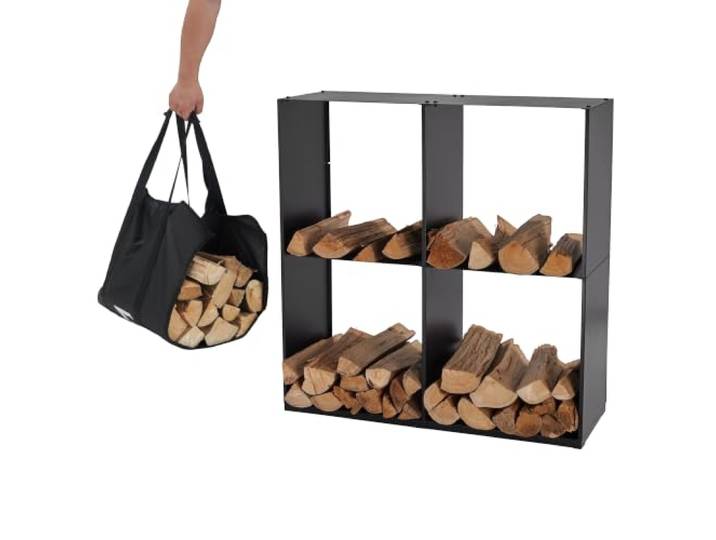 Lendo Online Brandhoutrek 80x28x80 cm Zwart Staal