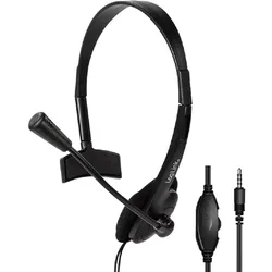 LogiLink Mono-Headset, 1x 3,5-mm-Klinkenstecker, Bügelmikrofon, Eco-Box, Schwarz
