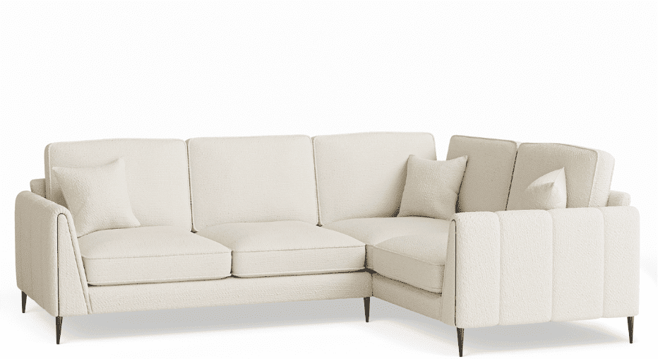 Alaina Cloud Bouclé Sofa Range with Black Legs, Standard / Corner Sofa - Right Hand Facing