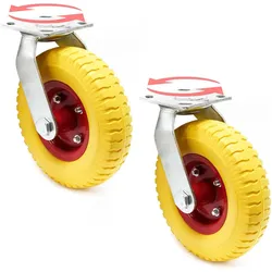 Wiltec, Möbelrollen, Lenkrollen Set 2x 220x58mm Transportrolle pannensicher gelb Vollmaterial