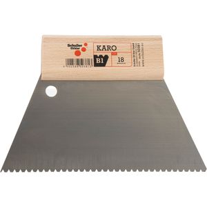 Schuller Spachtel 50381, TKB B1, Breite 180mm, Zahnspachtel aus Stahl, mit Holzgriff