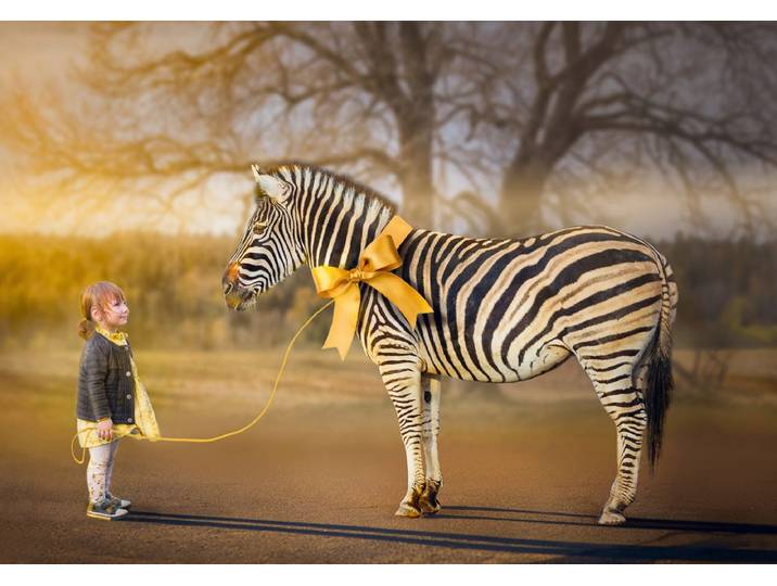 Papermoon Mädchen mit Zebra