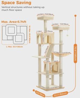 Uplifted Finds Ultra Elite Multi Level Architectural Cat Tower amt0239 Beige
