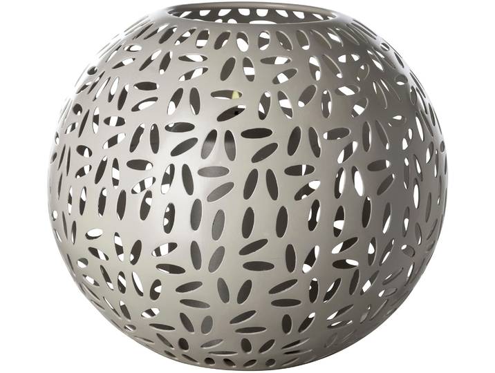 Windlicht FINK DARIA , grau, H:20cm Ø:24cm, Eisen, Kerzenhalter, Windlicht, Kerzenhalter aus Eisen, pulverbeschichtet, mit Cut-Outs