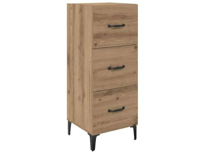 KGFHERENB Sideboard Artisan-Eiche 34,5x34x90 cm Holzwerkstoff Schrank Schmaler Beistellschrank in Artisan-Eiche Optik für Flur und Wohnzimmer, mit Metallbeinen sowie geschmeidiger Schublade.