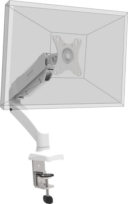 PORT CONNECT Monitorhalterung für Tischkante/Schraube, 1 Arm, VESA bis 32", weiß