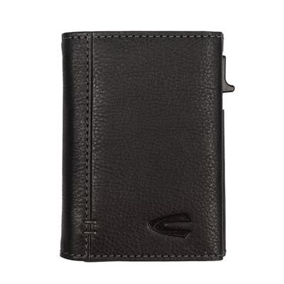 Kartenetui CAMEL ACTIVE "Thunder", Damen, schwarz, Leder, clean, gepflegt, Basic, Kleinlederwaren, Leder-Herrenbörse mit Kartenschieber, Magnethalterung und RFID-Schutz