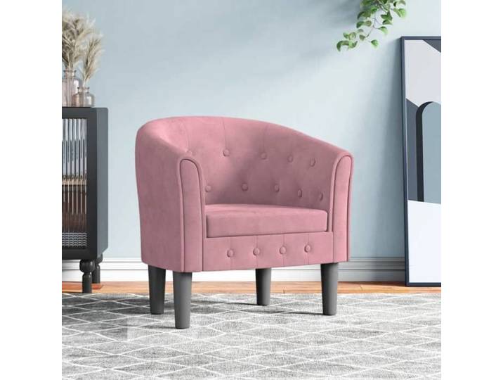 Promo 2026 Chaise rose velours - Fauteuil siège salon - 70x56x68 cm 9256