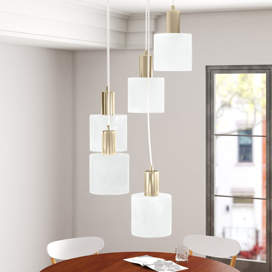 Norden Home Abel 5 - Light Cluster Pendant Brass/White 12.5cm H X 27cm W X 27cm D