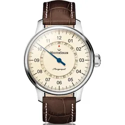 Meistersinger Klassik Plus Perigraph AM1003 - elfenbein,braun mit weißer Naht - 43mm