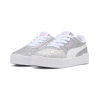 Sneaker PUMA "CARINA 30 GLITZ PS", Mädchen, Gr. 34, Textil, silber (puma silber, puma weiß), Schuhe Sneaker