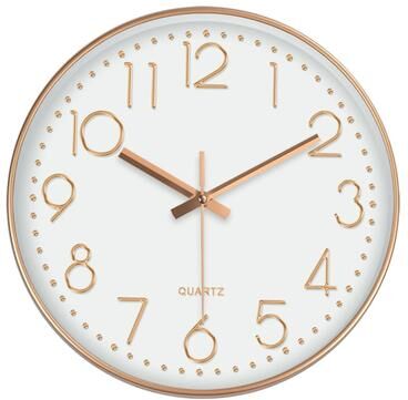 Uplift Essentials Minimalist Cubic Digital Quartz Wall Clock white Golden 12in