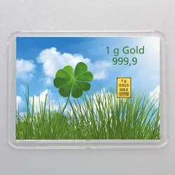 Goldbarren 1g "Viel Glück/Kleeblatt" (Flip)