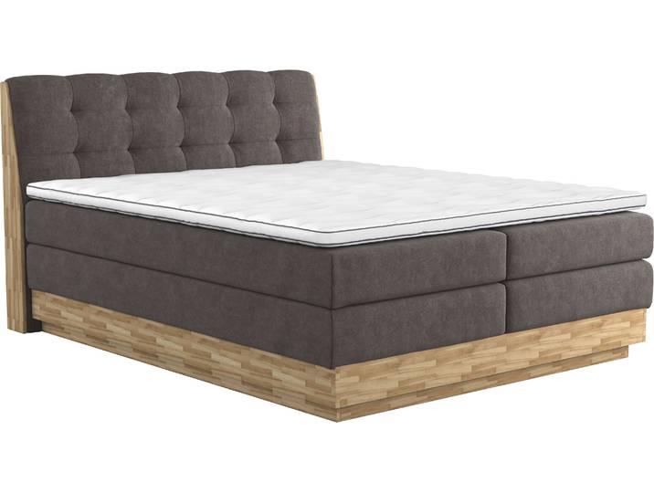 Boxspringbett, 161x217 cm, 100% Polyester, Braun, Mit Topper, Klassisch, Home-affaire