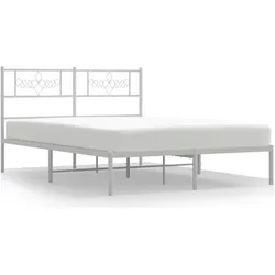 vidaXL, Bett, Bettgestell mit Kopfteil Metallbett Bett Doppelbett Weiss 120x190cm (120 x 190 cm)