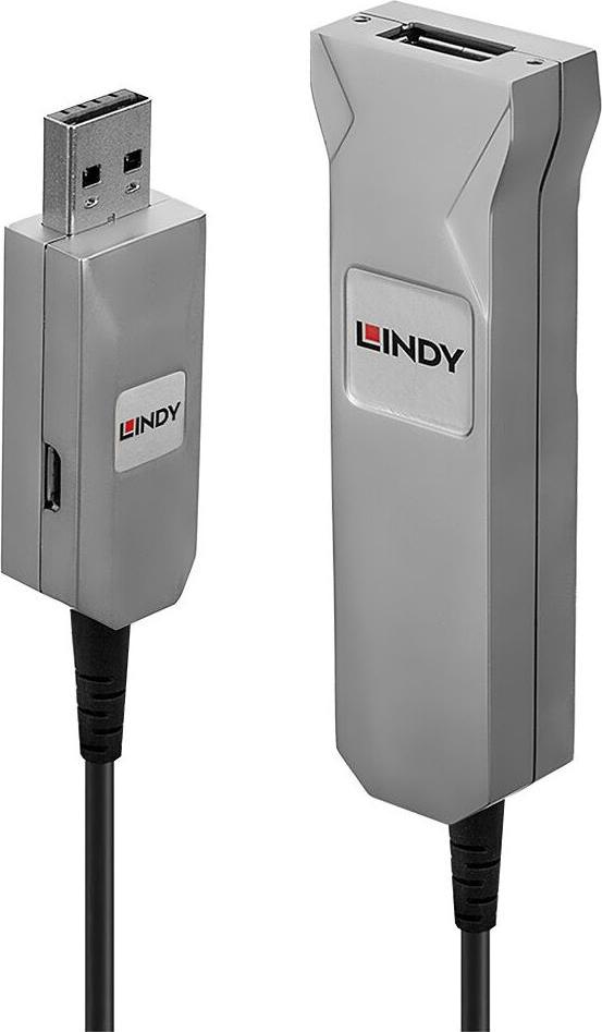 Lindy 42701, 50 m, USB A, USB A, USB 3.2 Gen 1 (3.1 Gen 1), Männlich/Weiblich, Schwarz, Silber