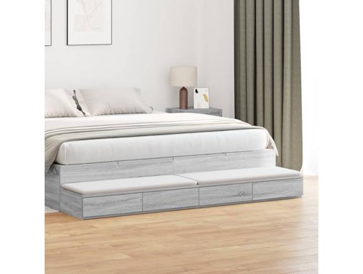 HEFZGDB Grauer Sonoma Nachttisch mit Schiebetüren 180x36,5x16,5 cm Stauraum modernes Design Holzwerkstoff langlebig Schlafzimmer