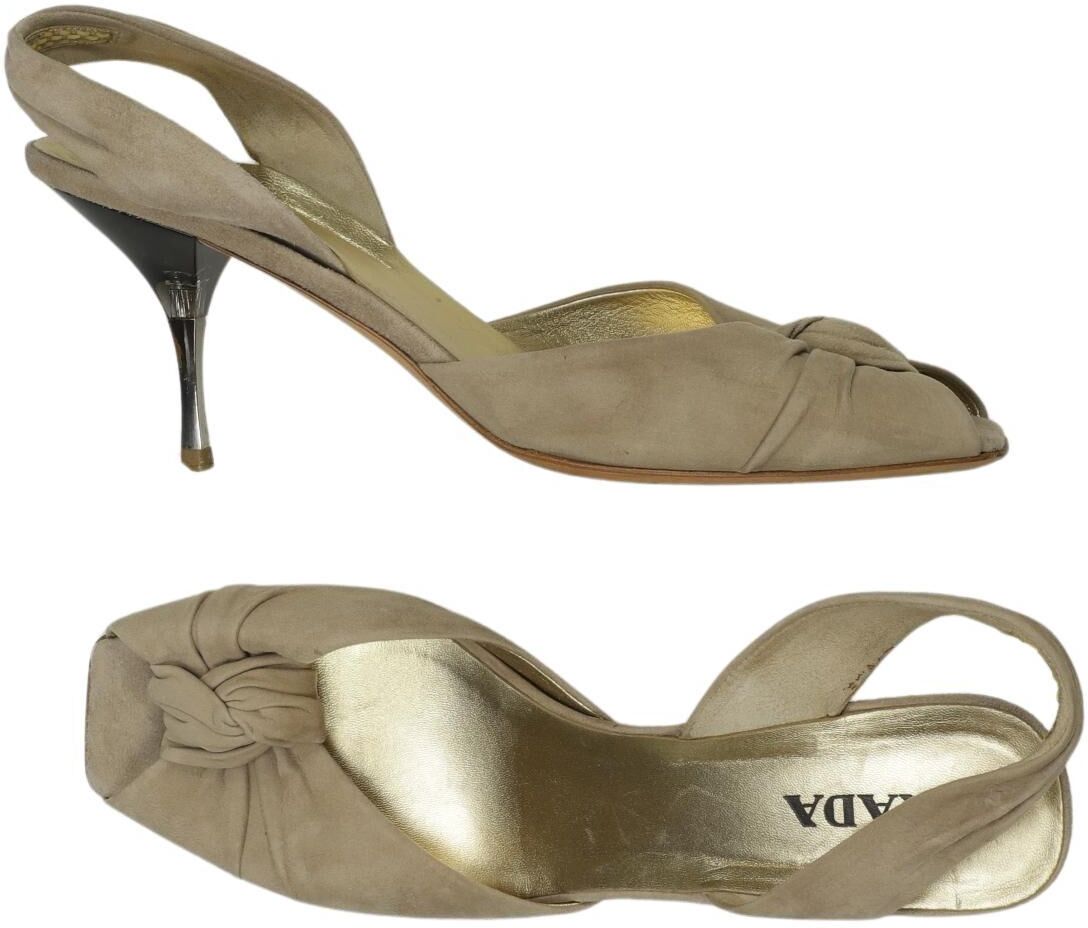 Prada Damen Sandalen, Beige, Gr. EU 38.5, Leder - Second Hand