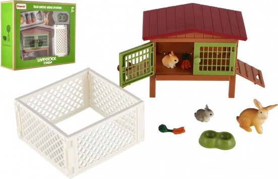 Teddies Konijnenhok met ren en accessoires van kunststof