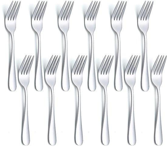 Unyqoos 12-delige set dessertvorken van roestvrij staal – Elegant design voor dessert, fruit en kaas