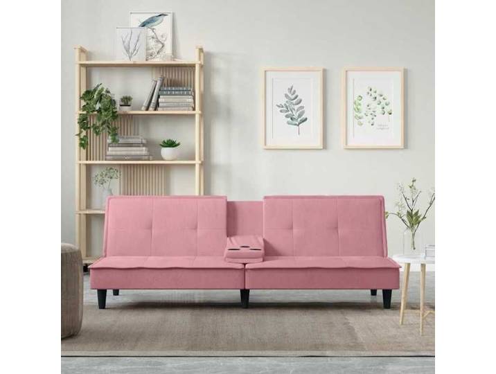 SOFA convertible - Canapé de Séjour - 1/2 places - avec porte-gobelets rose velours - Sofa lit 0_736196