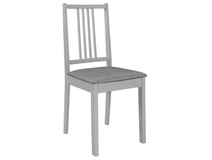 HKLGBVCR Esszimmerstühle mit Kissen, Grau, Massivholz, 4 Stück Robuster Holzrahmen, bequemer Sitz, 110 kg pro Sitz, modernes Design, pflegeleicht