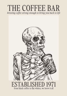 Inspire Picks Minimalist Coffee Wall Art Canvas Skeleton Coffee Bar Decor For Modern Kitchens 5 30x42cm Unframed