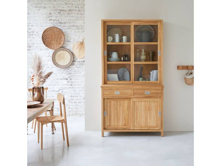 Geschirrschrank aus massivem Teakholz Coffee Tek 120 cm - Natur