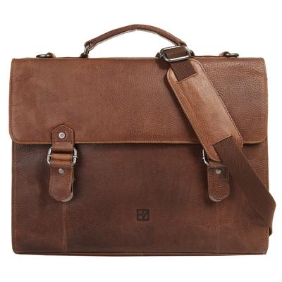 Aktentasche BODENSCHATZ "BODENSCHATZ Herren, Damen echt Leder", Gr. B/H/T: 40cm x 31cm x 7cm onesize, braun (cognac), Leder, Taschen, echt Leder