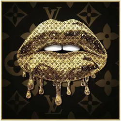 La Casa »Golden Kiss« Glasbild mit Strassapplikationen 100x100 cm