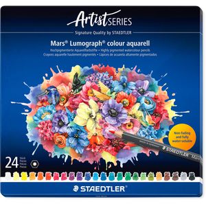 Staedtler Aquarellstifte Mars Lumograph 104 M24, farbig sortiert, im Metalletui, 24 Stück