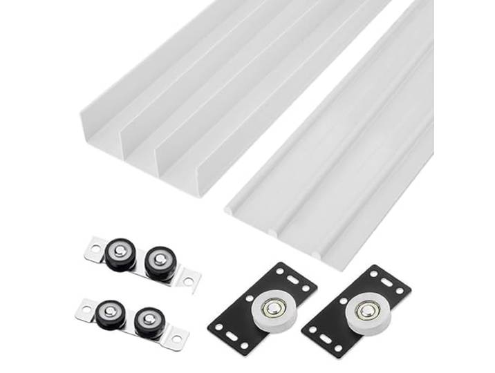 Beschlagsatz for Schiebetüren aus Aluminiumlegierung Mehrfarbige Verwendung in mehreren Größen: Kleiderschrank, Glastüren, Schränke(Silver,260cm)