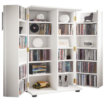 Media-Regal VCM "Holz Schrank CD DVD Regal abschließbar Engalo XL", weiß, B:60cm T:31cm, Regale