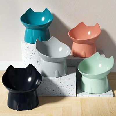 Uplifted Goods Elevated Cat Feeding Bowl With Tilted Design For Comfortable Eating blue