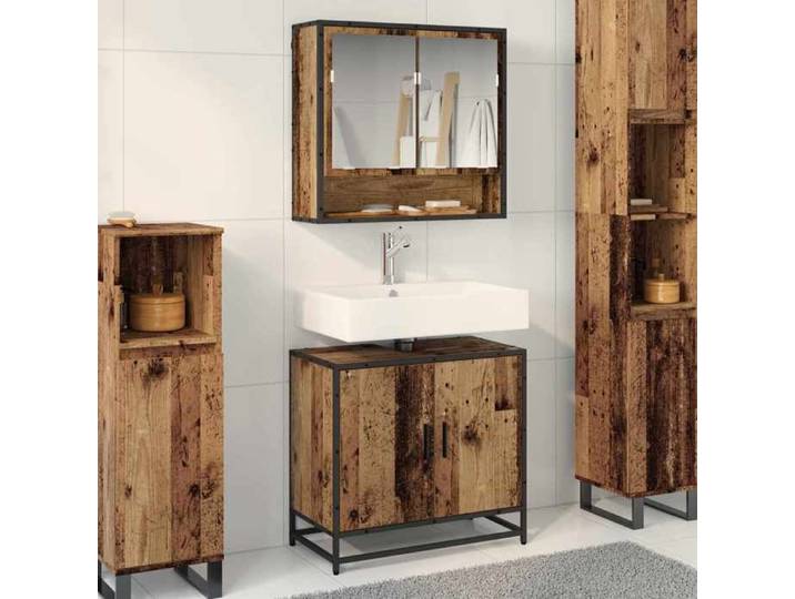 Marron - Ensembles de meuble - Ensemble de mobilier de salle de bain 2 pc Bois Ancien 7729