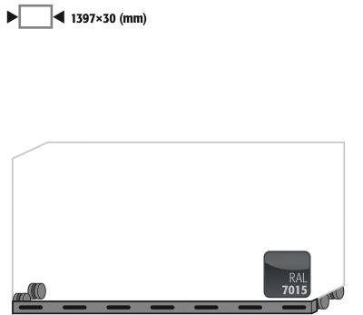Rollen mit Sockelblende für asecos Sicherheits- und Säure- und Laugenschränke, Stahlblech, schiefergrau, B 1397 x H 30 mm