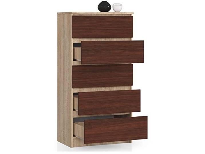 Kommode mit 5 Schubladen, Sideboard, Multifunktionsschrank, Wohnzimmer, Esszimmer 60x121x40cm (Eiche Sonoma/Venga)