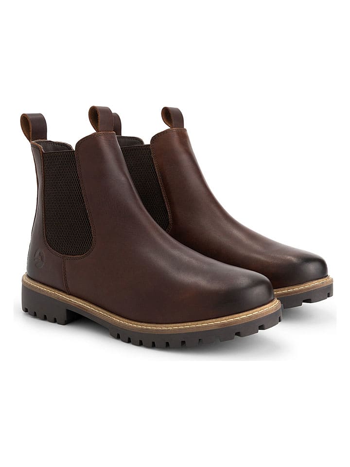 TRAVELIN' Leder-Chelsea-Boots "Hemsedal" in Braun - 42