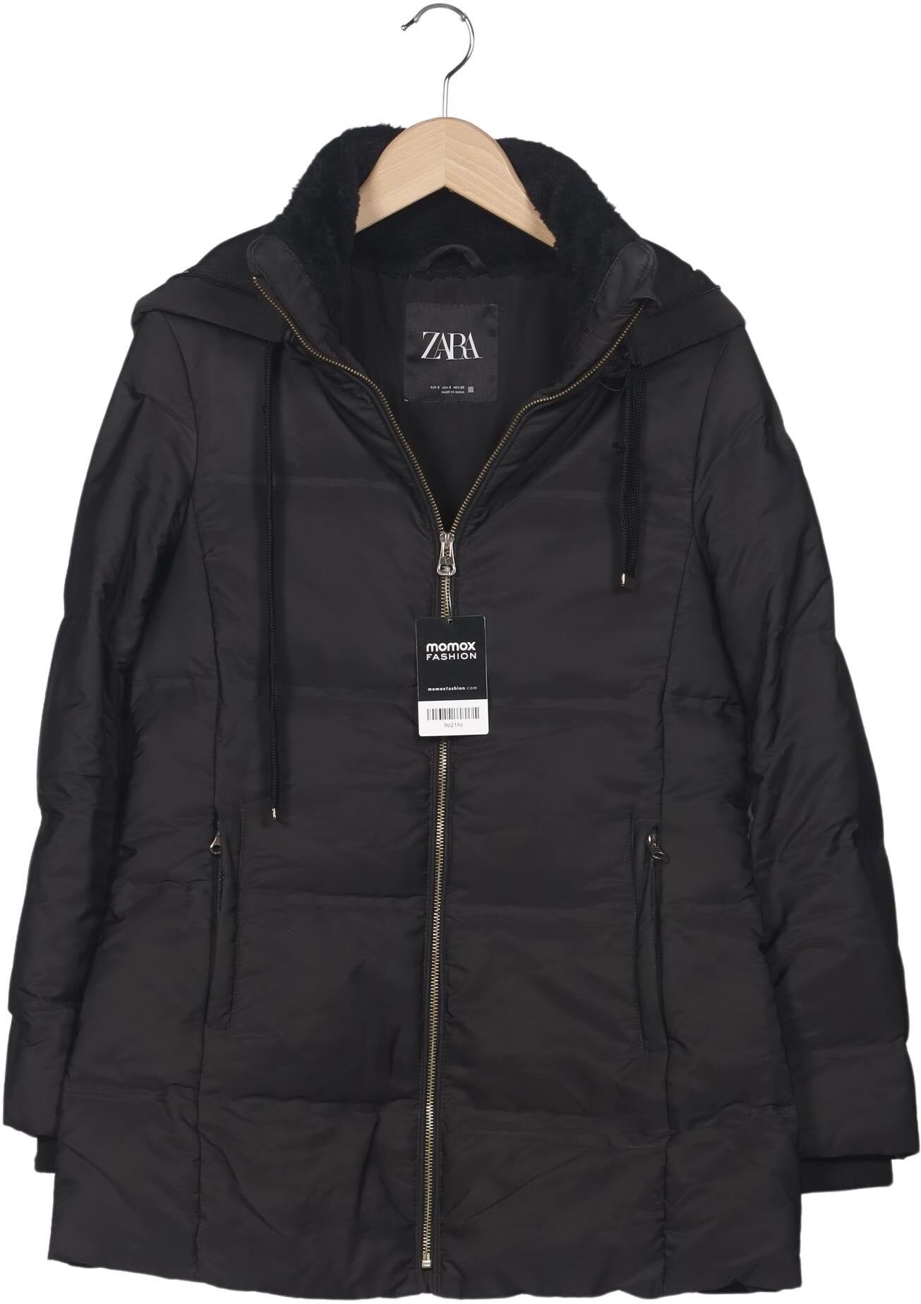 Zara Damen Mantel, Schwarz, Gr. S, Daunen / Synthetik - Second Hand