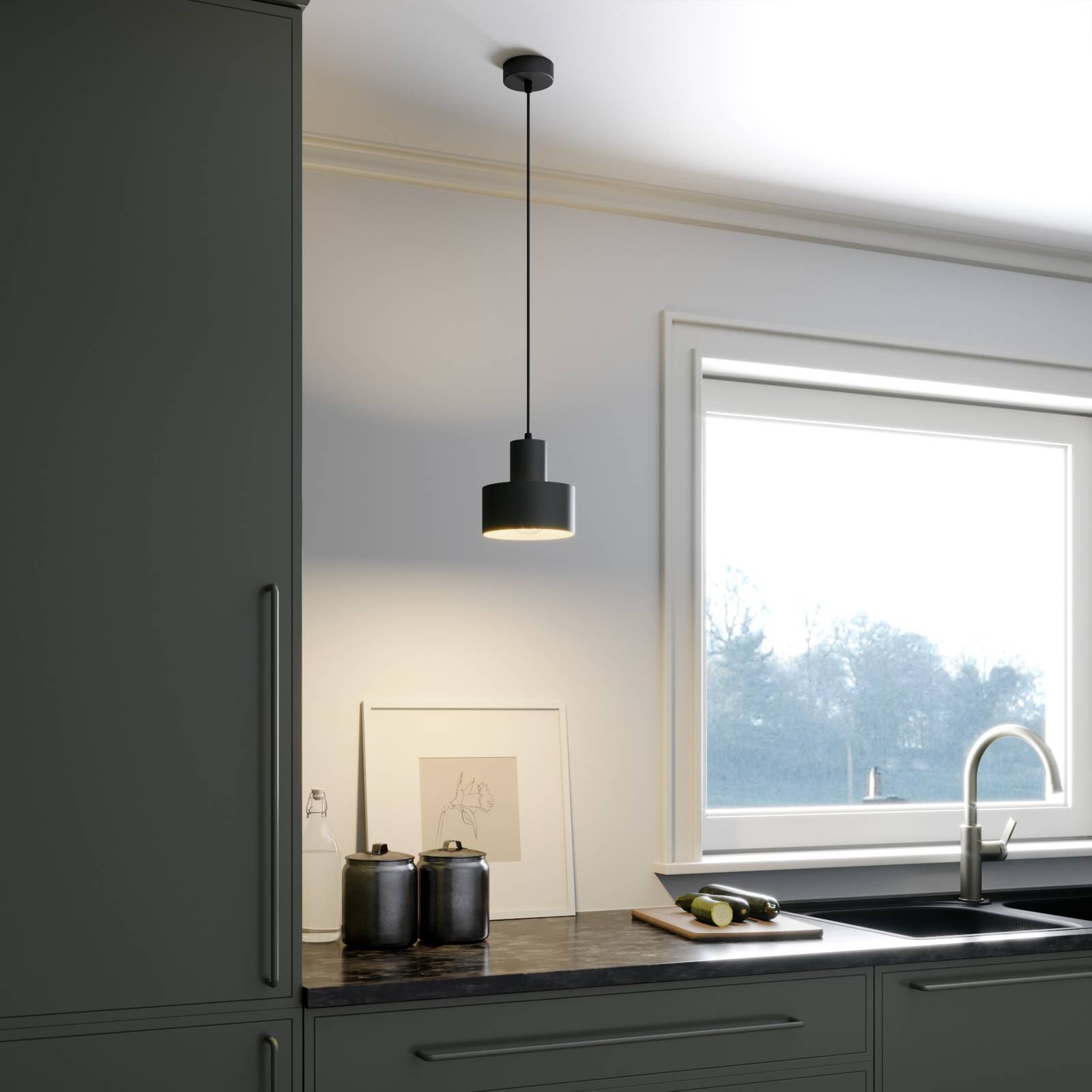 Hängeleuchte Rif SIGMA, dimmbar, schwarz, für Wohn- / Esszimmer, Metall, Modern
