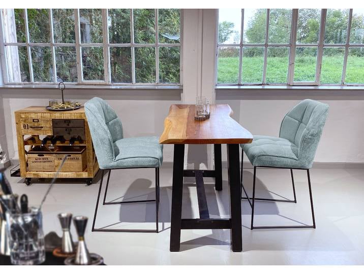 Barhocker, Chenille, Eisblau, 60×105×62 cm, Mit Haarnadelfuß, Gutmann-Factory