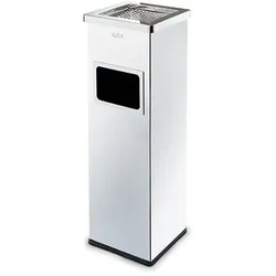 Mülleimer mit Aschenbecher und Innenbehälter für draußen, 22 l, Edelstahl glänzend