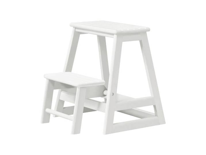 Gardenson Tritthocker Skala, Weiß Hochglanz, Holz, Mahagoni, vollmassiv, 45.5x49x38.5 cm, Pflegen, Babytoilette, Baby / Kinder Tritthocker