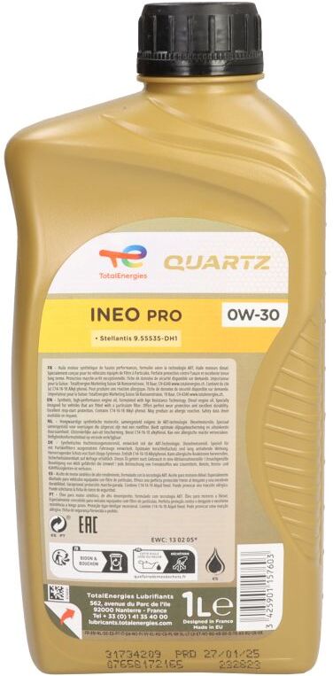 Motoröl TotalEnergies 2232823 Quartz Ineo PRO 0W30 1L