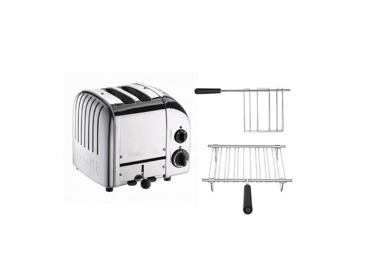 Dualit Toaster Dualit Paket 2, 2er Toaster mit Sandwichzange und Brötchenaufsatz