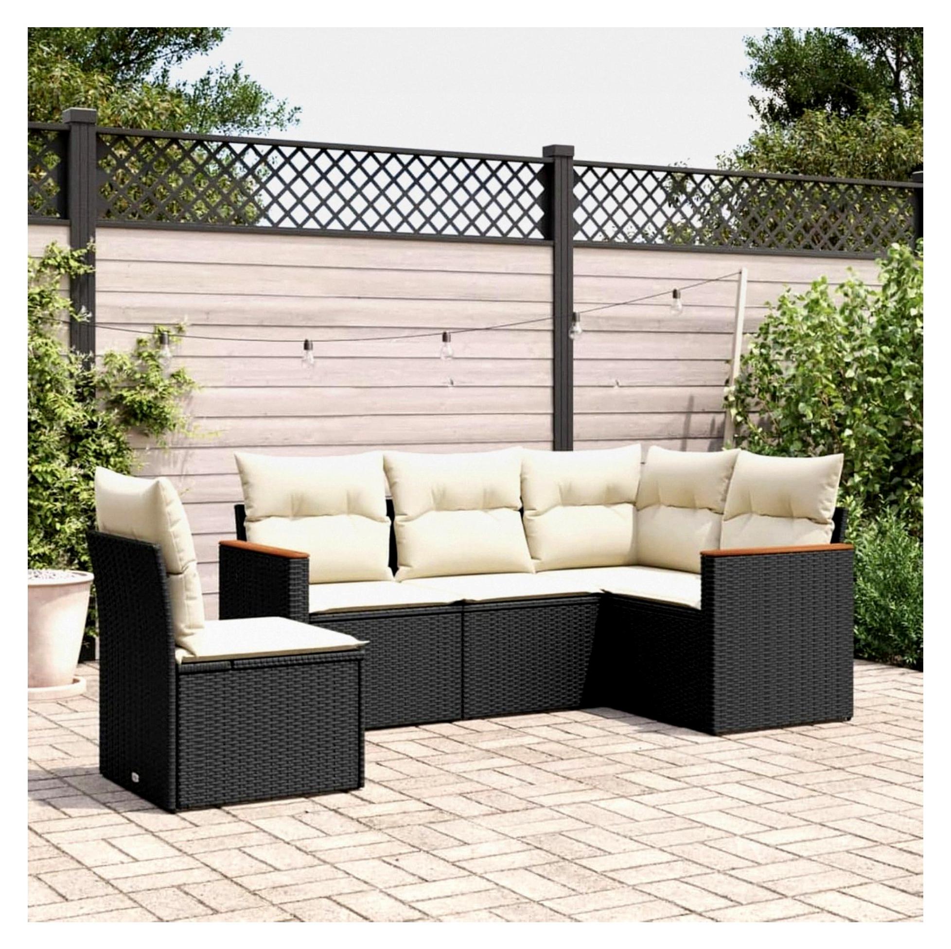 Ecklounge für den Balkon mit Stauraum, Gartenlounge für kleine Balkone, Rattan Sofa für den Außenbereich