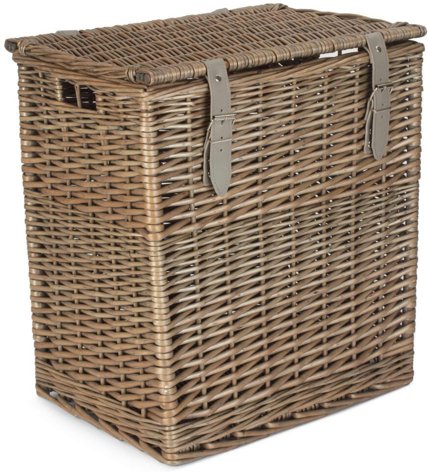 Bay Isle Home Small Antique Wash Vintner Storage Wicker Picnic B Wicker Decorative Basket Brown/Grey