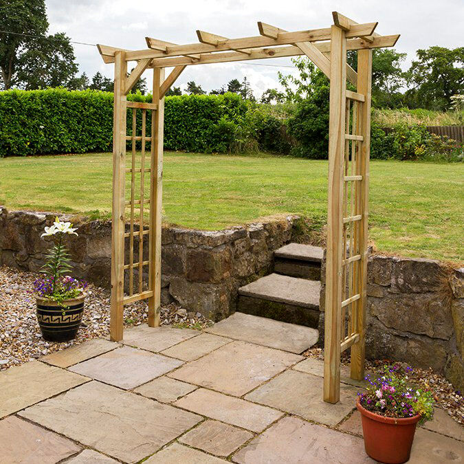 Dakota Fields Hinsdale 210cm W x 72cm D Solid Wood Arbour in Natural Natural 213cm H X 210cm W X 72cm D